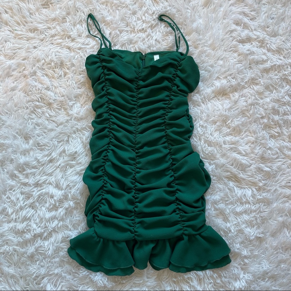 Lucy in the Sky Emerald Green Remi Ruched Body-Con Dress